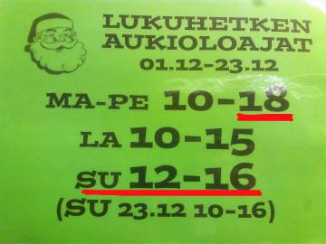 SUNNUNTAINA OLEMME AUKI KLO 12-16
