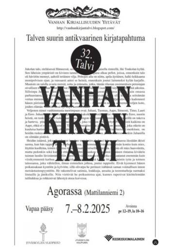 VANHAN KIRJAN TALVI LÄHESTYY